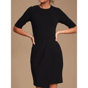 LULU'S XS Westwood Black Half Sleeve Sheath Dress NEW B119
